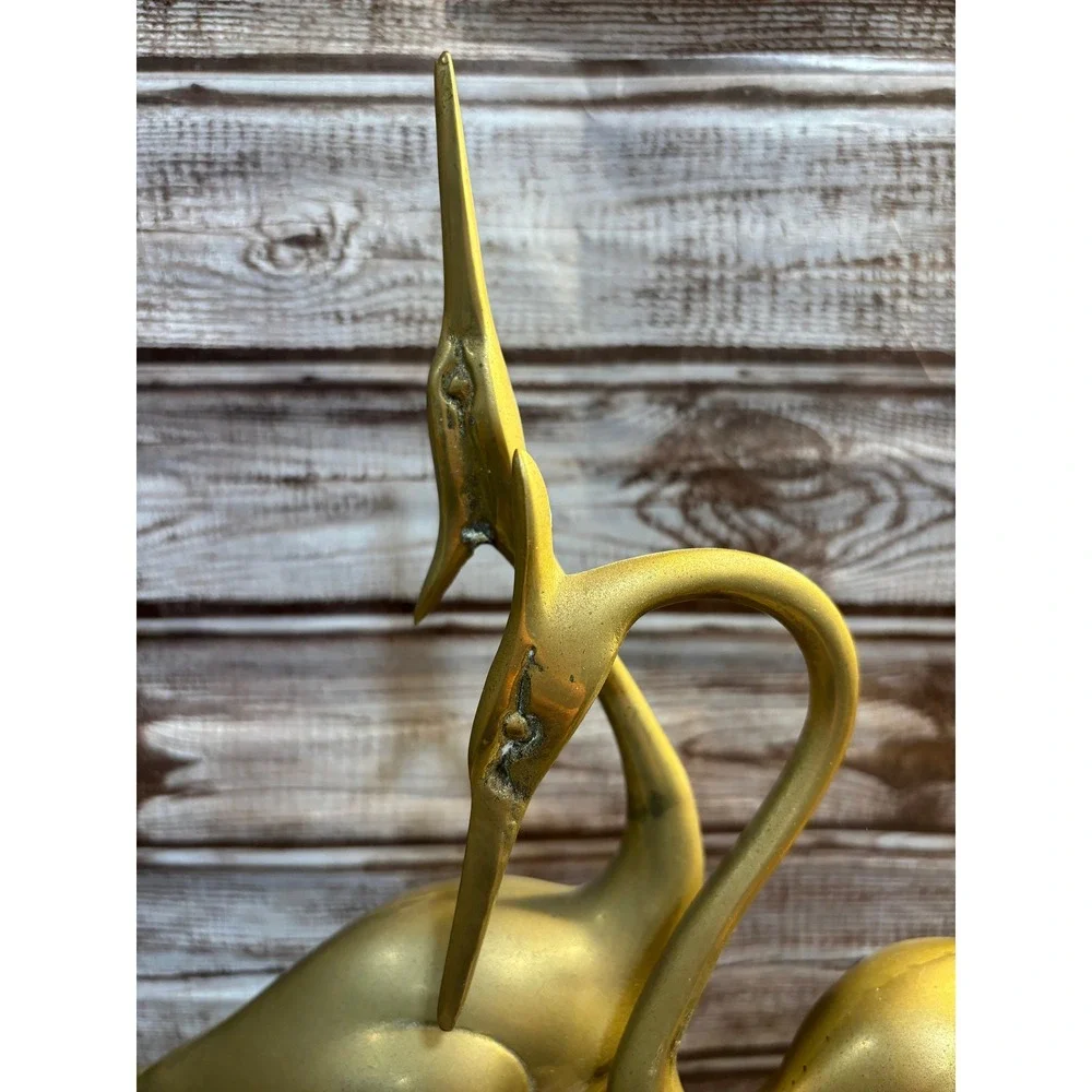 Mid Century Modern Vintage Brass Pair Of Storks Cranes Birds Figurines Statues